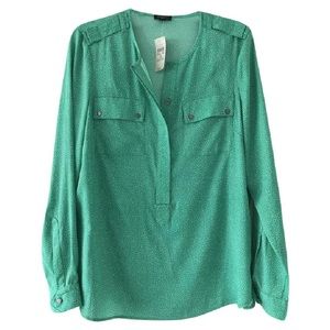 Ann Taylor green long sleeve blouse